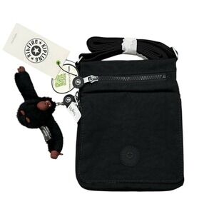 Kipling Eldorado Women's Small‎ Nylon Crossbody Bag Black Tonal Water Resistant